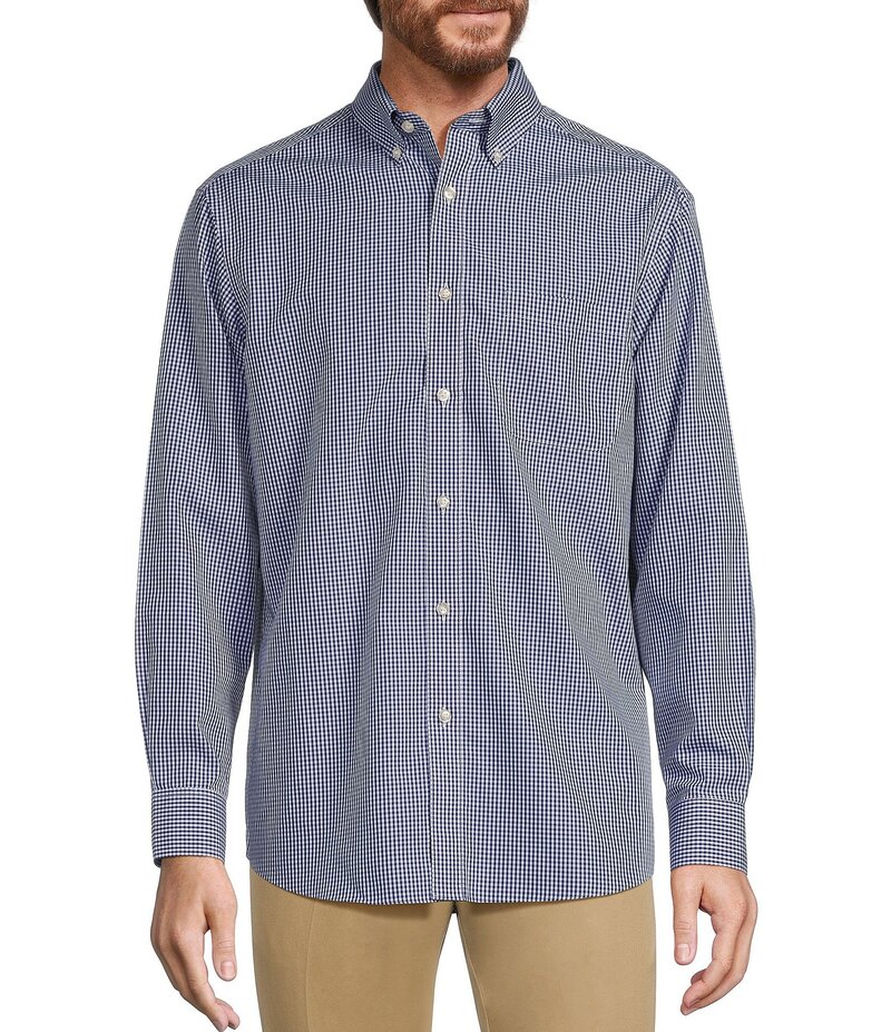 ラウンドトゥリーアンドヨーク メンズ トップス シャツ プリント トール Gold Label Roundtree & Yorke Big & Tall Non-Iron Long Sleeve Small Checked Print Sport Shirt Blue ブルー 17,375円