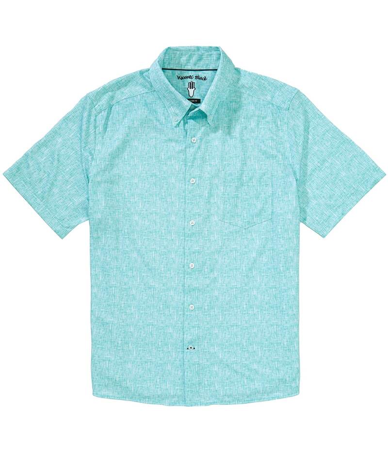 ビスコッティ メンズ トップス シャツ Visconti Textured Stretch Short Sleeve Woven Shirt Aqua アクア