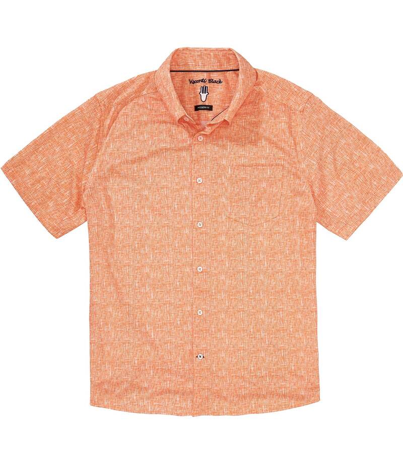 ビスコッティ メンズ トップス シャツ Visconti Textured Stretch Short Sleeve Woven Shirt Melon