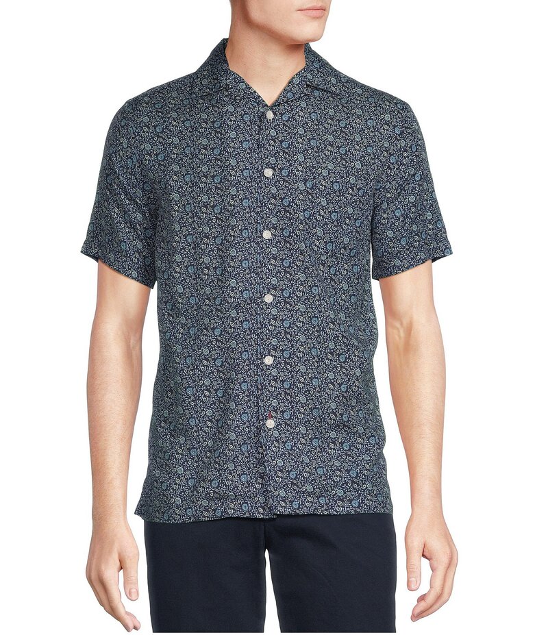 ダニエル クレミュ メンズ トップス シャツ フラワー柄 プリント フラワー Cremieux Blue Label Vine Floral Print Short Sleeve Woven Camp Shirt Peacoat ブルー