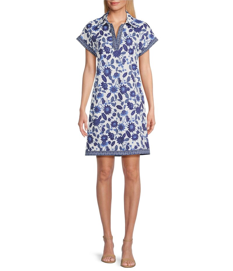 プレストンアンドヨーク レディース トップス ワンピース Preston & York Sheath Collar Short Sleeve Carson Dress Floral