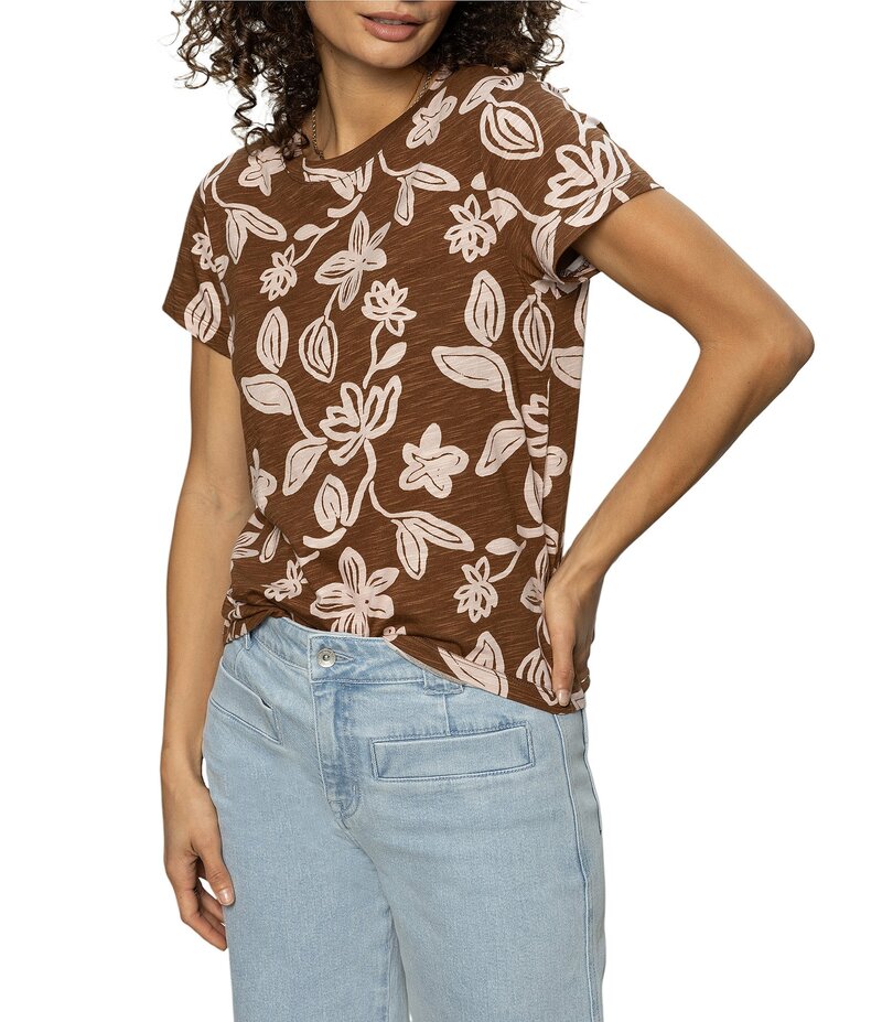 サンクチュアリー レディース トップス シャツ クルーネック フラワー柄 プリント Tシャツ フラワー Sanctuary The Perfect Tee Crew Neck Floral Print Short Sleeve Top Earth Ivy