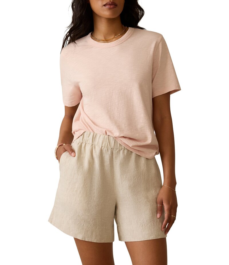 ファレティ レディース トップス シャツ クルーネック Tシャツ コットン ニット Faherty Organic Cotton Knit Crew Neck Short Sleeve Tee Peach Whip ピーチ