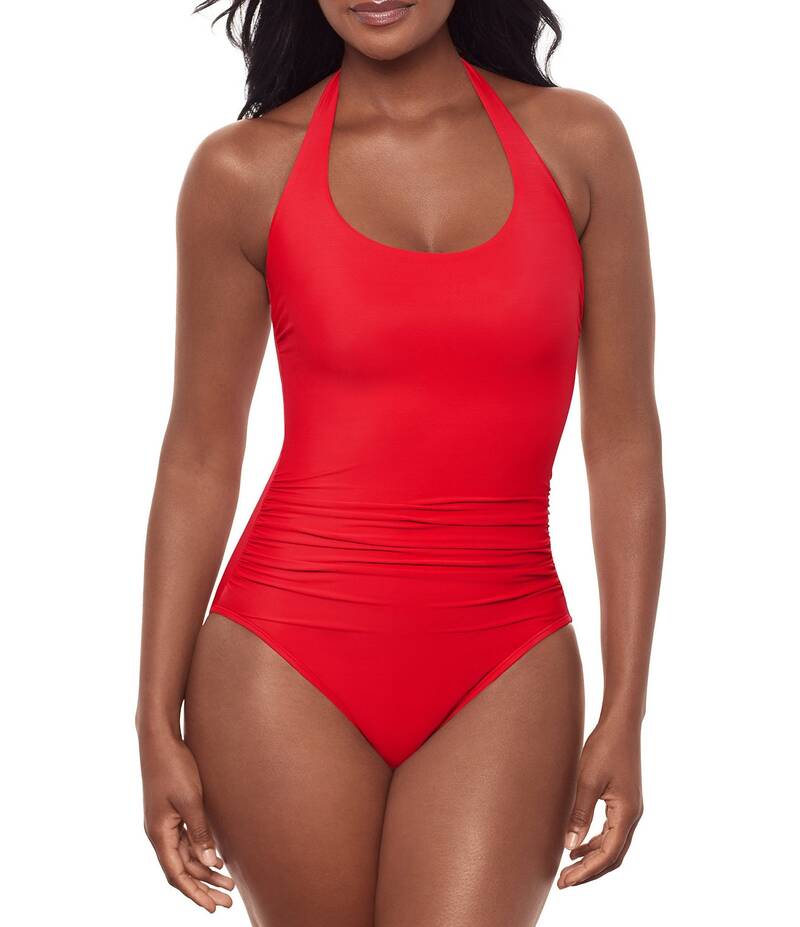 ミラクルスーツ レディース トップス シャツ ホルター Miraclesuit Rock Solid Utopia Halter Tie Neck Underwire One Piece Swimsuit Poppy|ReVida 店