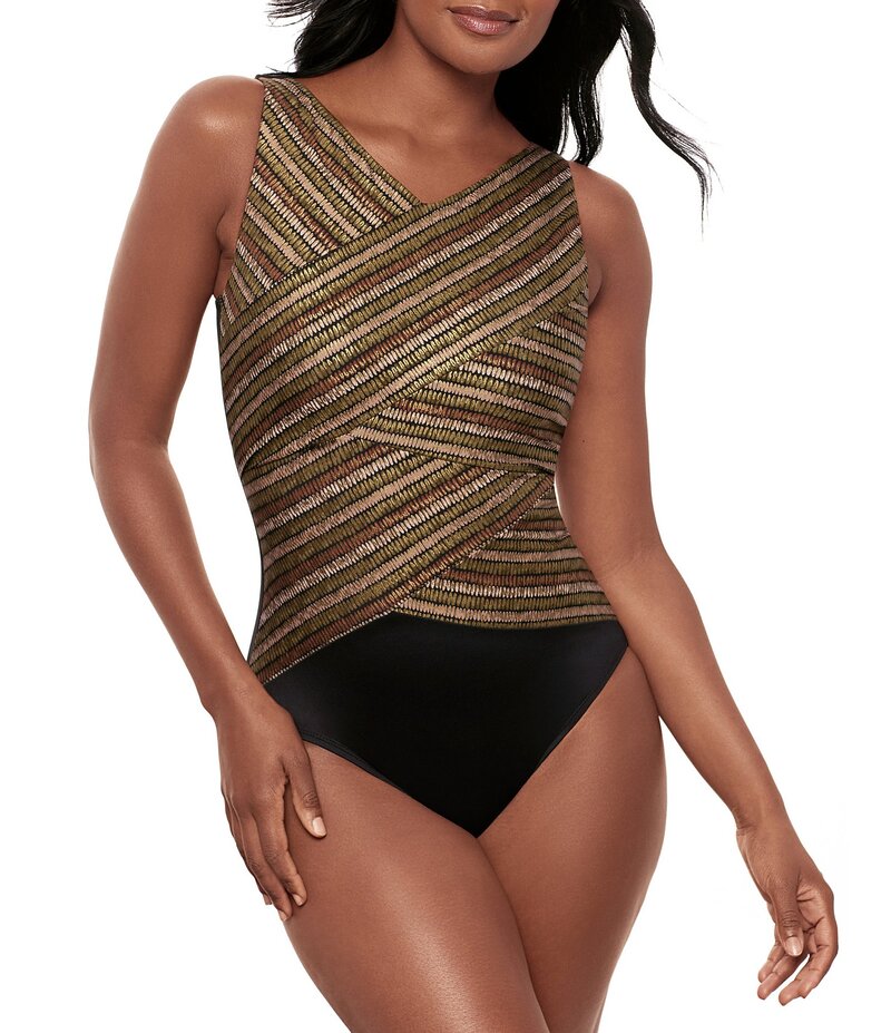 ミラクルスーツ レディース トップス ワンピース ハイネック Miraclesuit Sparkle Sands Brio High Neck Underwire One Piece Swimsuit Black/Multi ブラック|ReVida 店