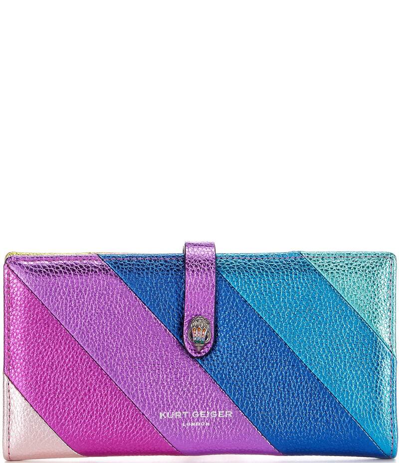 カートジェイガーロンドン レディース アクセサリー 財布 レザー Kurt Geiger London Rainbow Stripe Leather Bifold Wallet Multi マルチカラー|ReVida 店