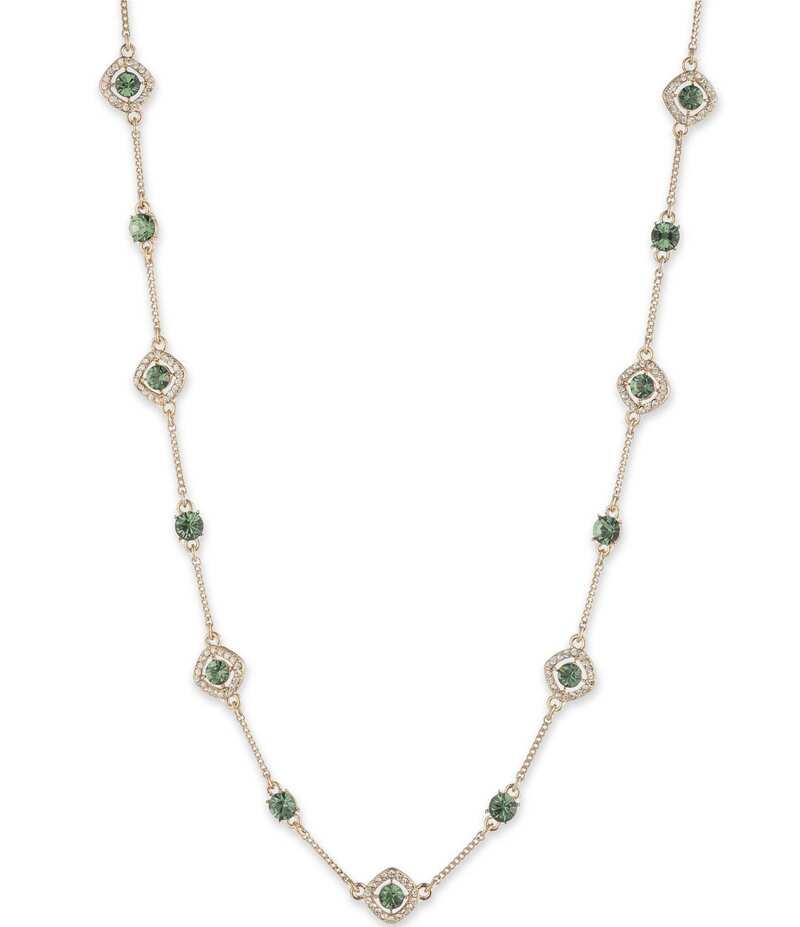 ジバンシー レディース アクセサリー ネックレス・チョーカー レース Givenchy Gold Tone Erinite Stationed Collar Necklace Light Green グリーン
