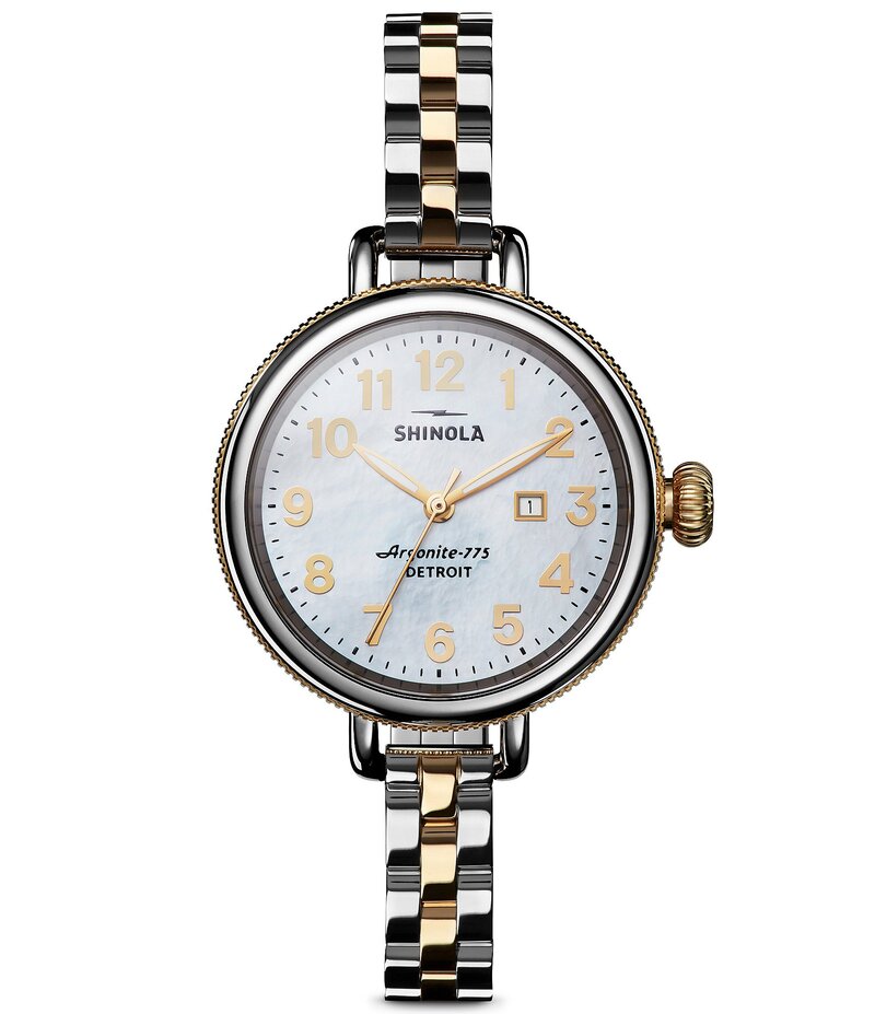 シャイノーラ レディース アクセサリー 腕時計 Tシャツ SHINOLA Women's Birdy Quartz Analog Two Tone Stainless Steel Bracelet Watch Two Tone