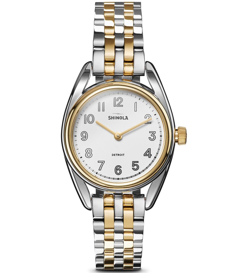 シャイノーラ レディース アクセサリー 腕時計 Tシャツ ダービー SHINOLA Women's Derby Quartz Light Analog Two Tone Stainless Steel Bracelet Watch Silver シルバー｜ReVida 店