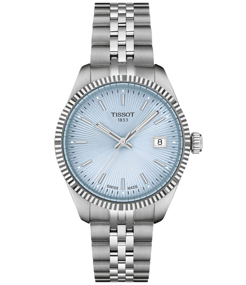 ティソット レディース アクセサリー 腕時計 Tシャツ Tissot Women's Ballade Quartz Analog Stainless Steel Bracelet Watch Silver/Blue Dial ブルー