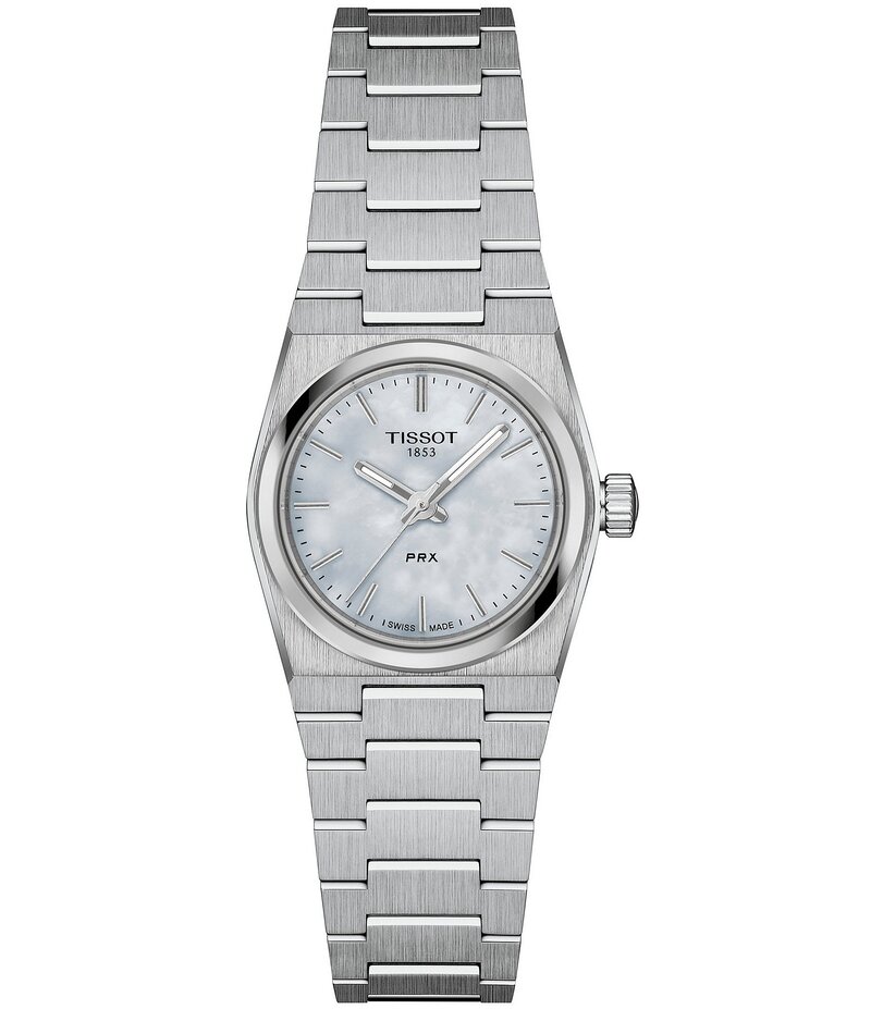 ティソット レディース アクセサリー 腕時計 Tシャツ Tissot Women's PRX Quartz Analog Stainless Steel Bracelet Watch Silver/Mother Of Pearl DIal パール