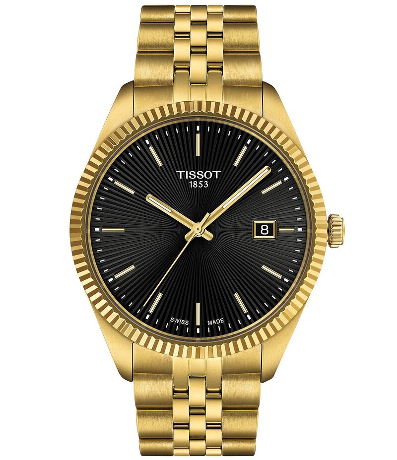ティソット レディース アクセサリー 腕時計 Tシャツ Tissot Men's Ballade Quartz Analog Gold Tone Stainless Steel Bracelet Watch Gold ゴールド