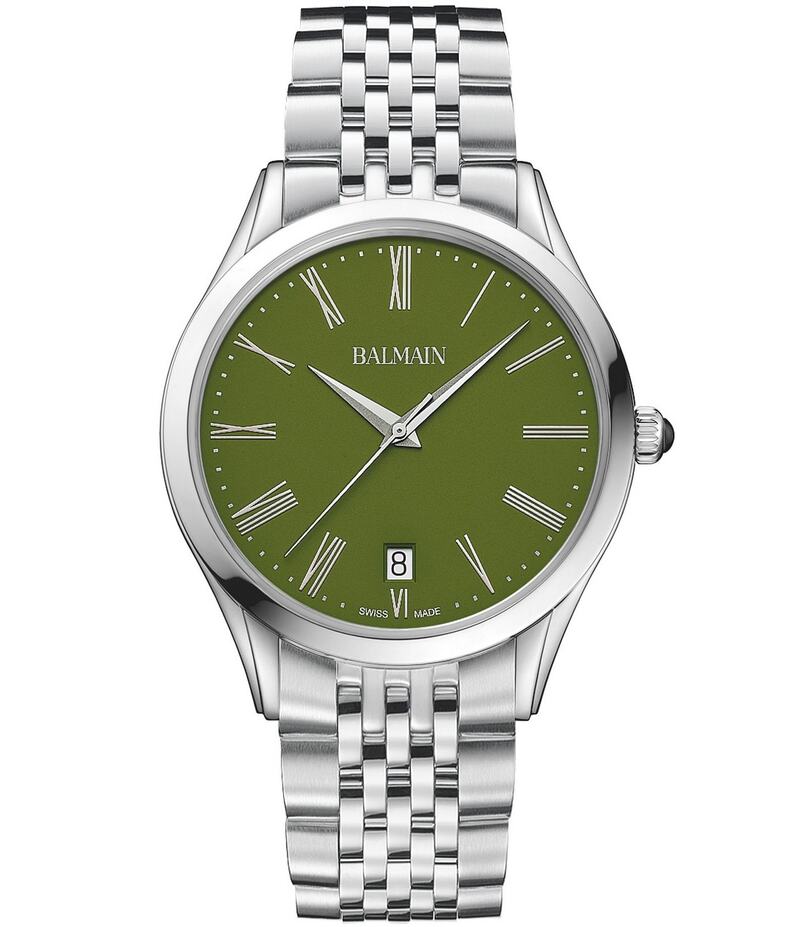 バルマン レディース 付属品 ウオッチ プルオーバー Balmain Men\u0027s Quartz Analog Stainless Steel Bracelet Watch Silver/Green Dial 緑であること