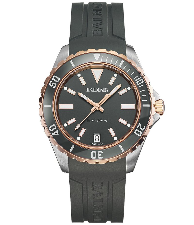 ティソット レディース アクセサリー 腕時計 Tissot Balmain Men's Quartz Analog Dark Grey Strap Watch Dark Grey/Dark Grey Dial グレー