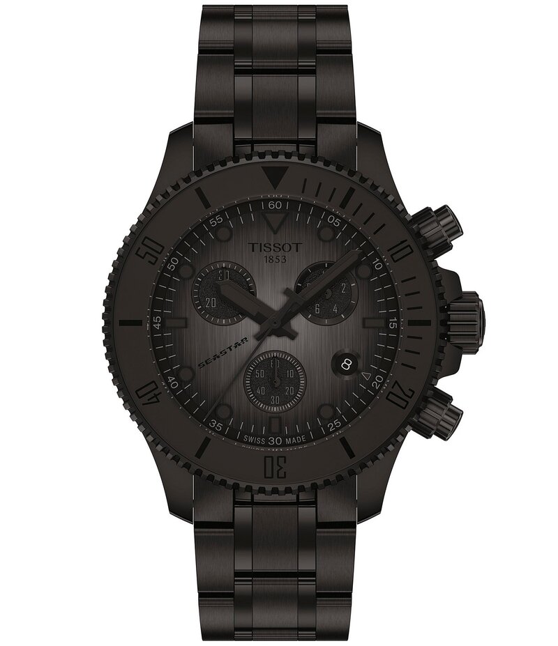 ティソット レディース 付属品 ウオッチ プルオーバー Tissot Men\u0027s Seastar 1000 Quartz Chronograph Black Tone Stainless Steel Bracelet Watch Black 黒いこと