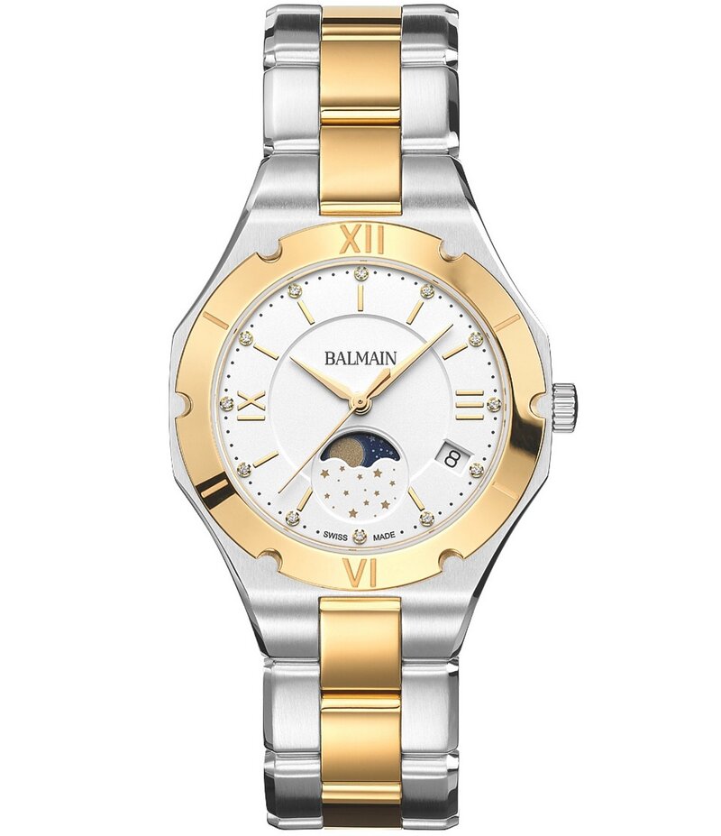 バルマン レディース アクセサリー 腕時計 Tシャツ Balmain Women's Quartz Analog Moonphase Stainless Steel Bracelet Watch Two Tone 127,400円