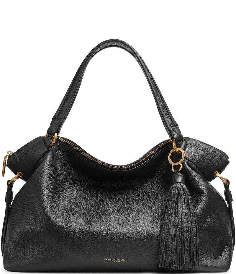 ダナキャラン レディース バッグ ハンドバッグ Donna Karan Glenwood Satchel Bag Black/Gold ブラック