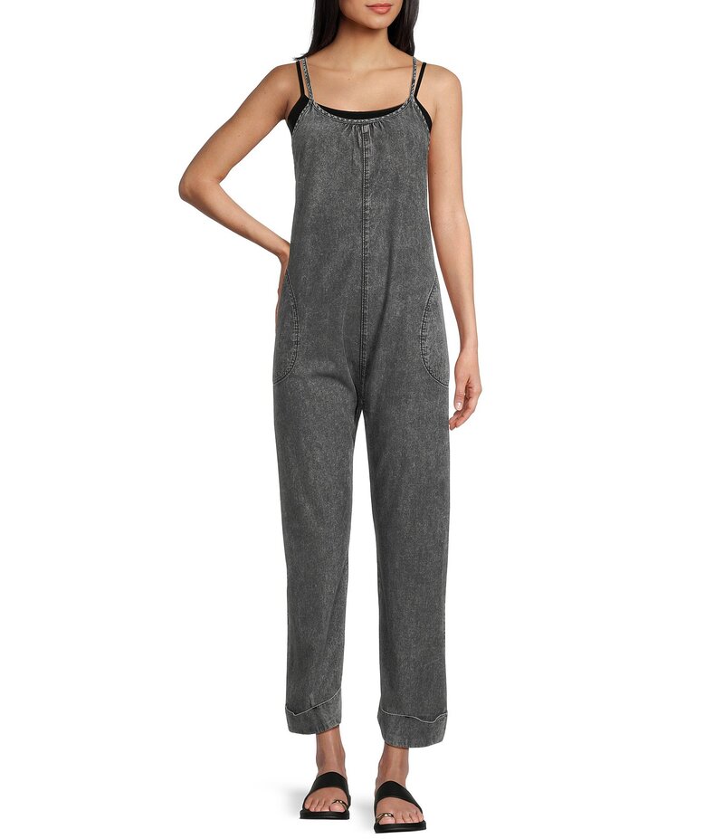 チェルシーアンドバイオレット レディース トップス ジャンプスーツ C&V Chelsea & Violet Washed Woven Jumpsuit Washed Black ブラック
