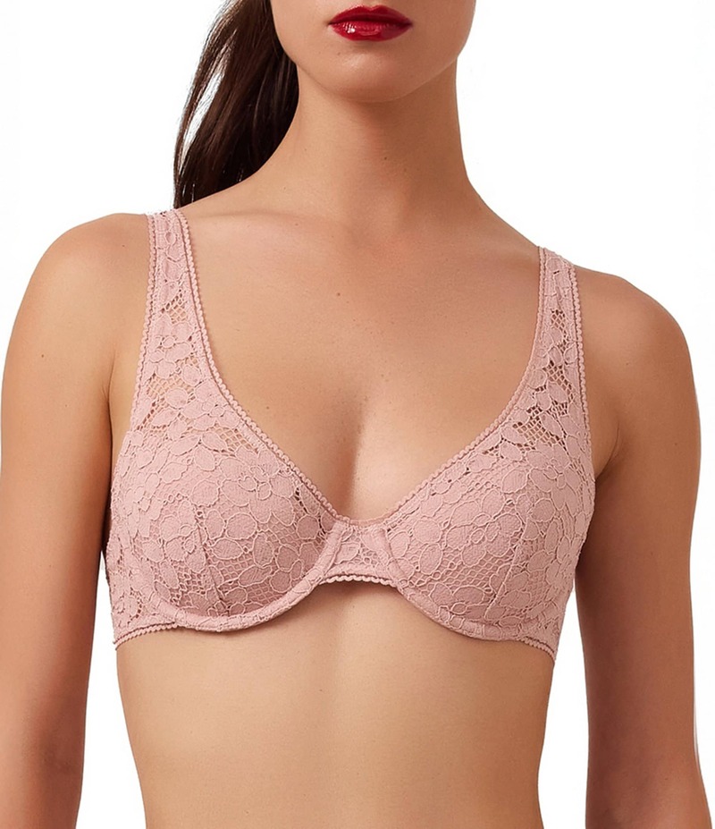 ウォルフォード レディース アンダー御召しもの ブラ スピード競技 Wolford Bold Lace Half-Pad Plunge Underwire Bra Powder Pink さくら色