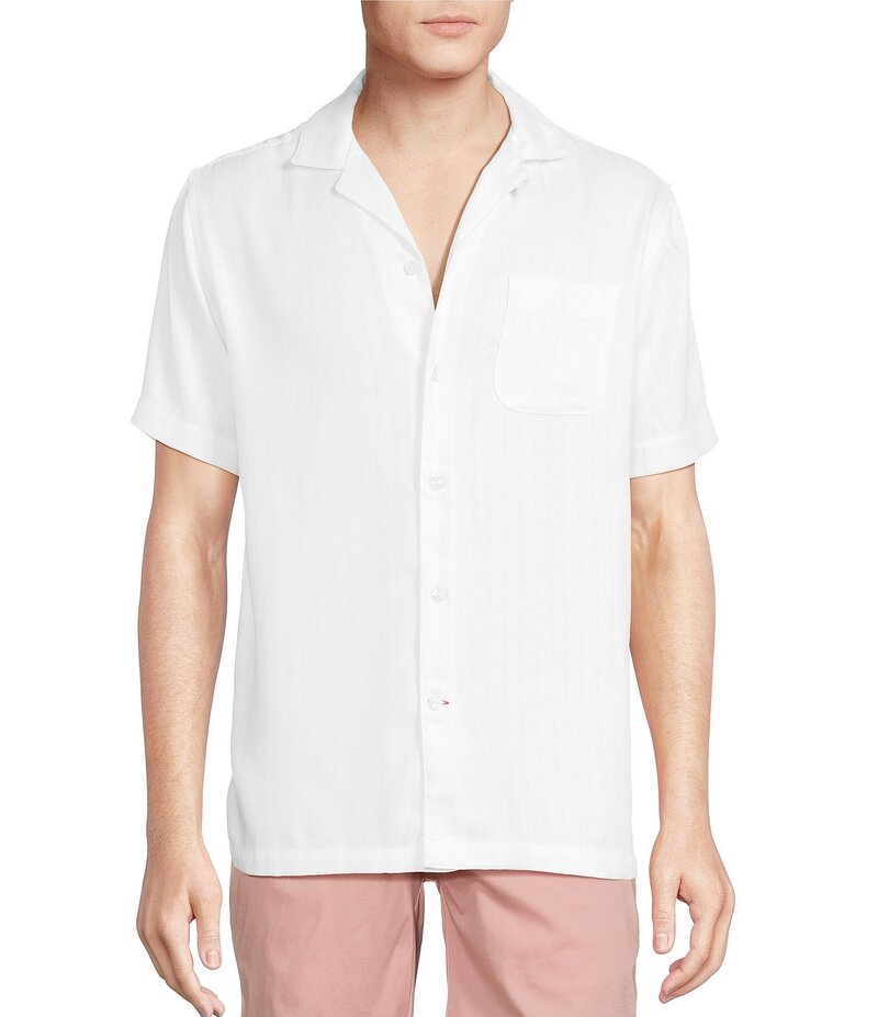 ダニエル クレミュ メンズ トップス シャツ Cremieux Blue Label St. Tropez Solid Textured Short Sleeve Woven Camp Shirt White ホワイト