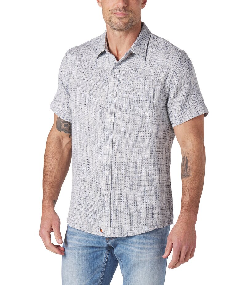 ノーマルブランド メンズ トップス シャツ プリント The Normal Brand Freshwater Printed Short Sleeve Woven Shirt Blue Multi ブルー