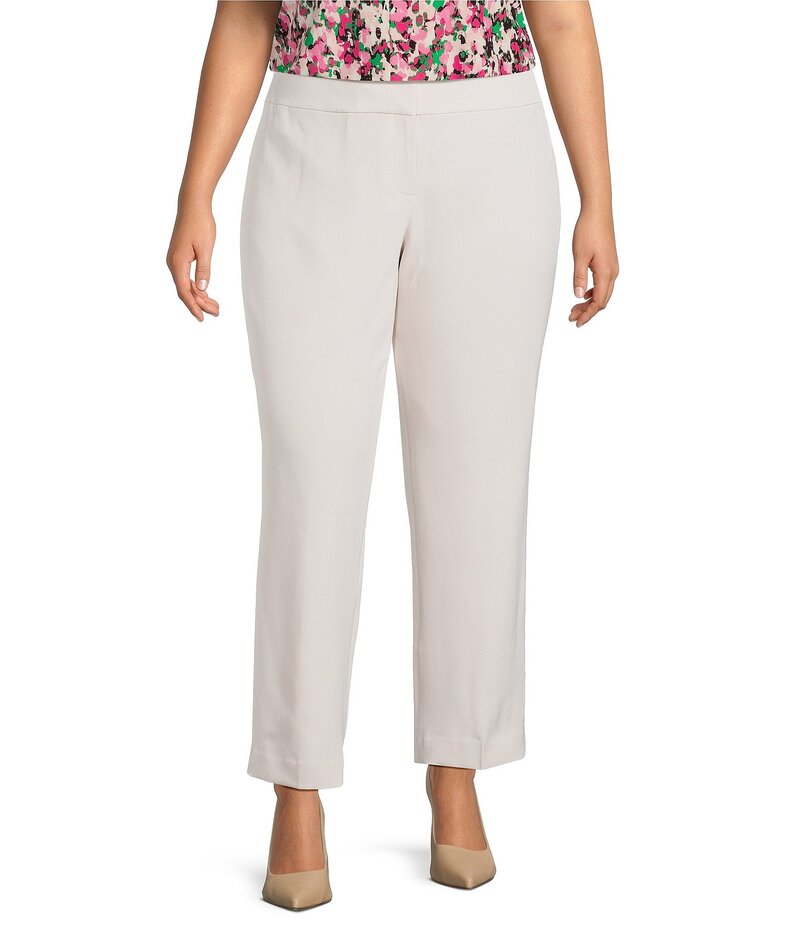 カスパール レディース ボトムス カジュアルパンツ クレープ プラスサイズ パンツ Kasper Plus Size Slim Crepe Crop Pants Parchment