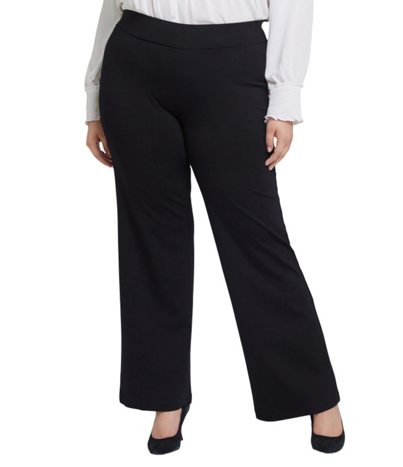 エヌワイディージェイ レディース ボトムス カジュアルパンツ ストレート プラスサイズ パンツ ニット NYDJ Plus Size Lift TuckR Technology Ponte Knit Straight Leg Pull-On Pants Jet Black ブラック