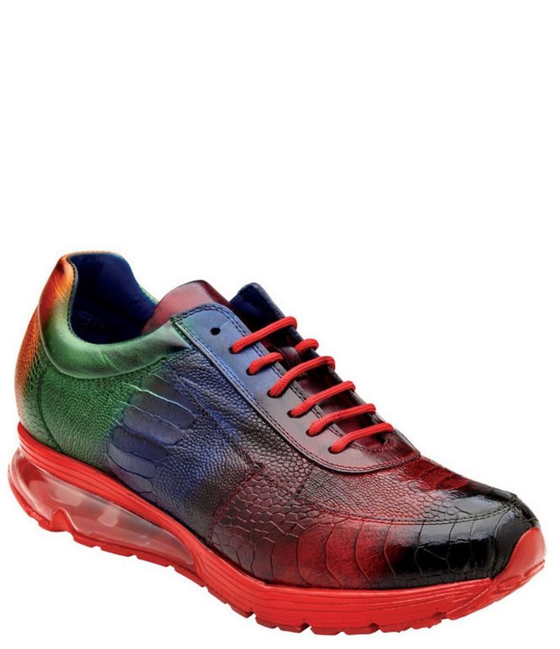 ベルヴェデール メンズ シューズ ドレスシューズ スニーカー Belvedere Men's George Hand Painted Ostrich Sneakers Red Multi レッド