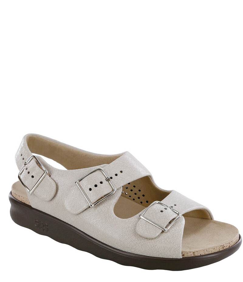 サス レディース シューズ パンプス プリント サンダル レザー SAS Relaxed Printed Leather Buckle Strap Sandals Web Linen|ReVida 店