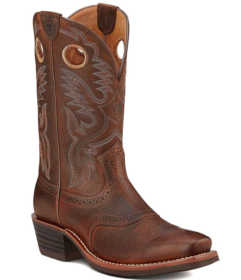 アリアト メンズ シューズ ブーツ・レインブーツ Ariat Men\u0027s Heritage Roughstock Western Boots Brown Oiled Rowdy 赤銅色