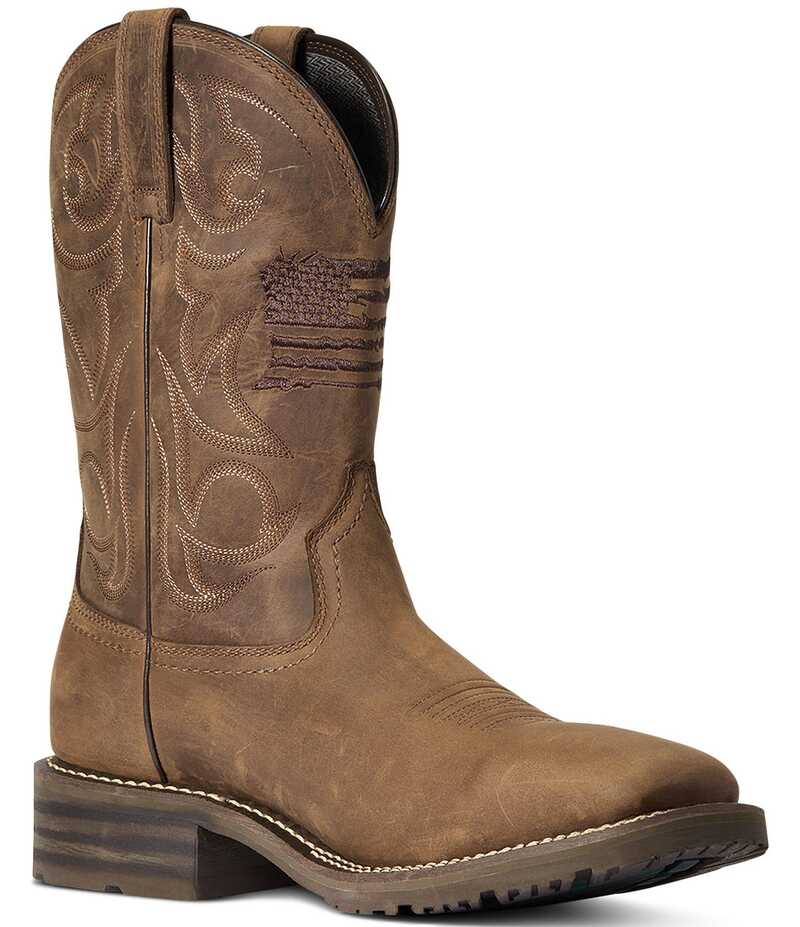 アリアト メンズ シューズ ブーツ・レインブーツ Ariat Men\u0027s Hybrid Patriot H20 Waterproof Western Boots Distressed Brown 赤銅色
