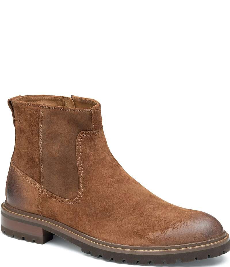 ジョンストンアンドマーフィー メンズ シューズ ブーツ・レインブーツ スエードクロス ブーツ Johnston \u0026 Murphy Men\u0027s Barrett Suede Zip Boot Brown 赤銅色