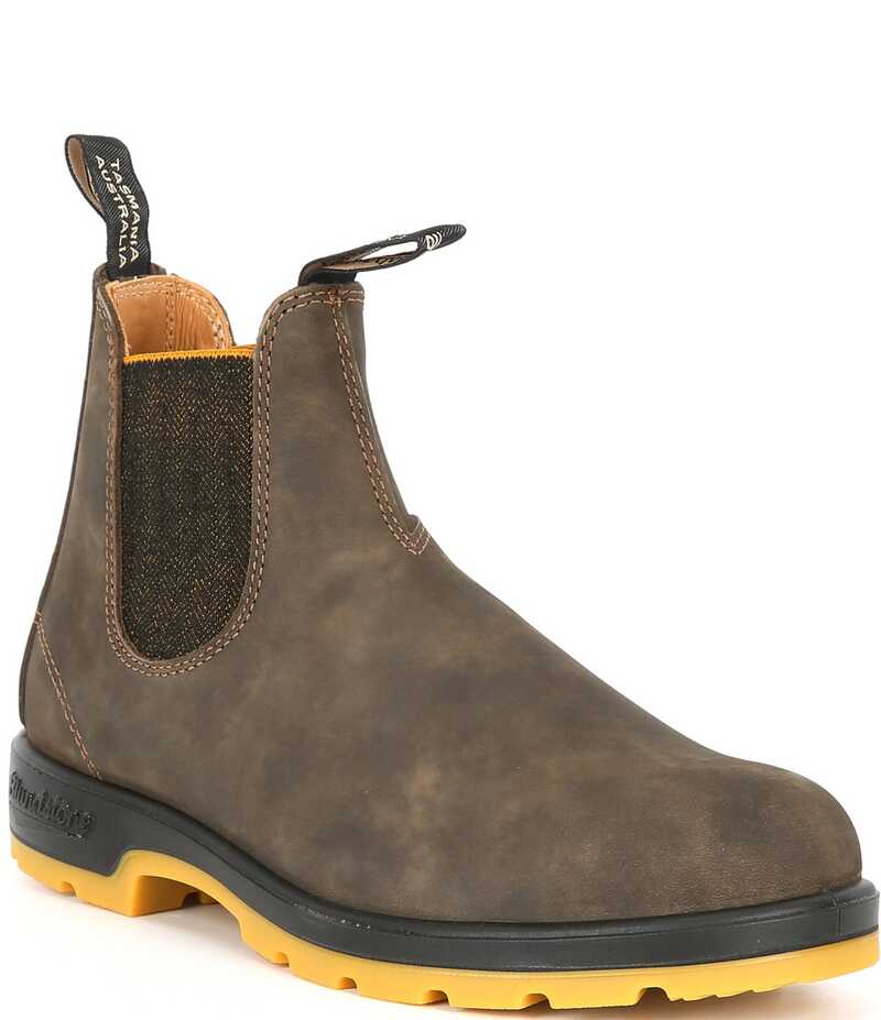 ブランド名石ころ メンズ シューズ ブーツ・レインブーツ チェルシーブーツ チェルシー ブーツ Blundstone Men\u0027s 550 Water Resistant Chelsea Boots Rustic Brown/Mustard 洋芥子