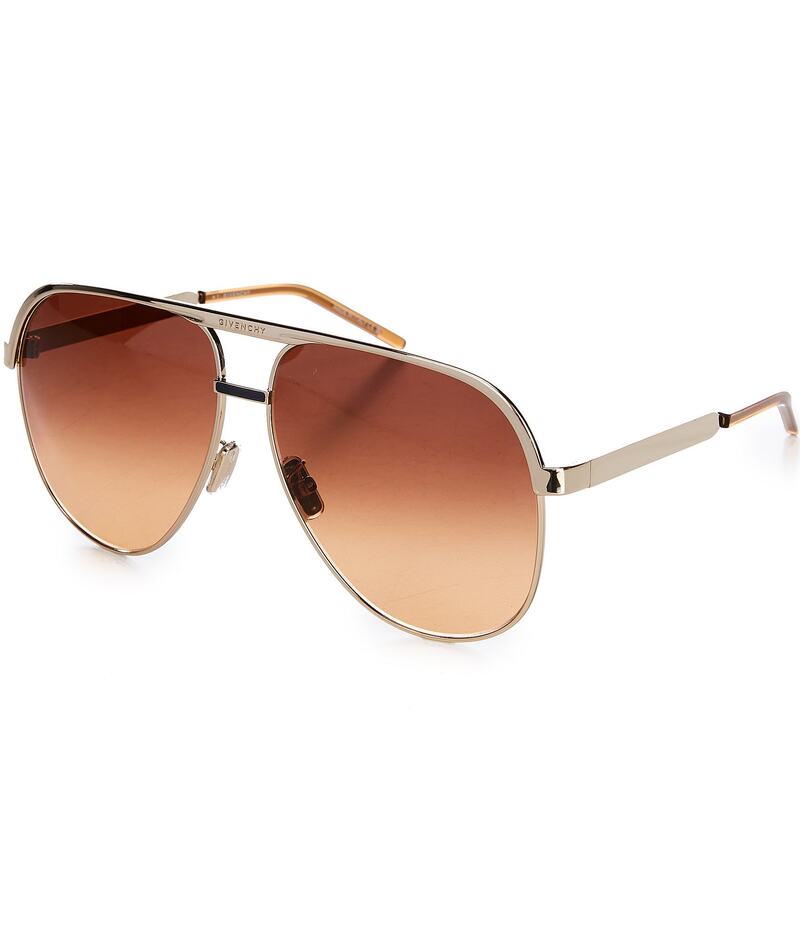 ジバンシー レディース 付属物 サングラス・アイウェア Givenchy Unisex G Ride 62粍 Gradient Aviator Sunglasses Shiny Gold/Brown to Orange オレンジ色