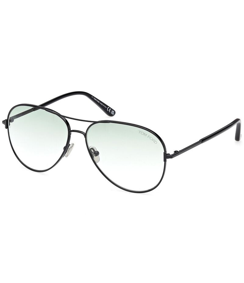 トム・ジェラルド・r・フォード レディース 付属物 サングラス・アイウェア TOM FORD Unisex Clark 59粍 Aviator Sunglasses Shiny Black/Green 黒いこと