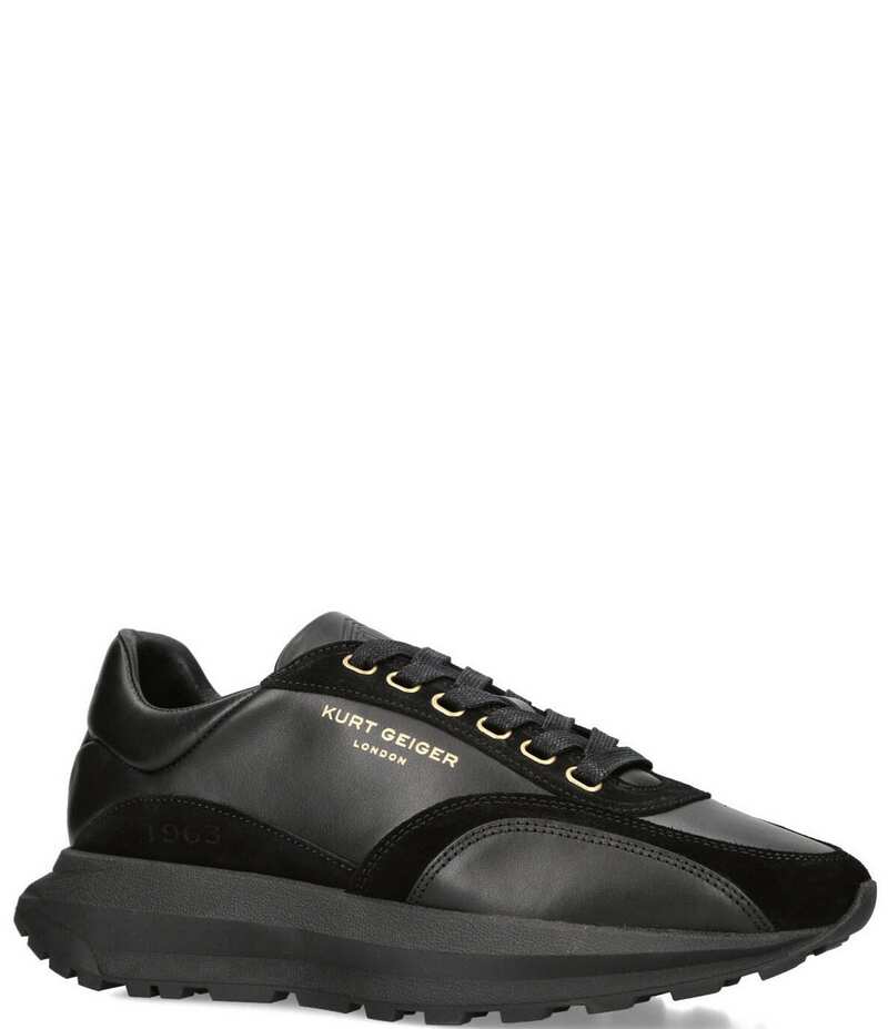 カートジェイガーロンドン メンズ シューズ ドレスシューズ スニーカー スエード レザー Kurt Geiger London Men's Gaspar Retro Leather and Suede Sneakers Black/Black ブラック