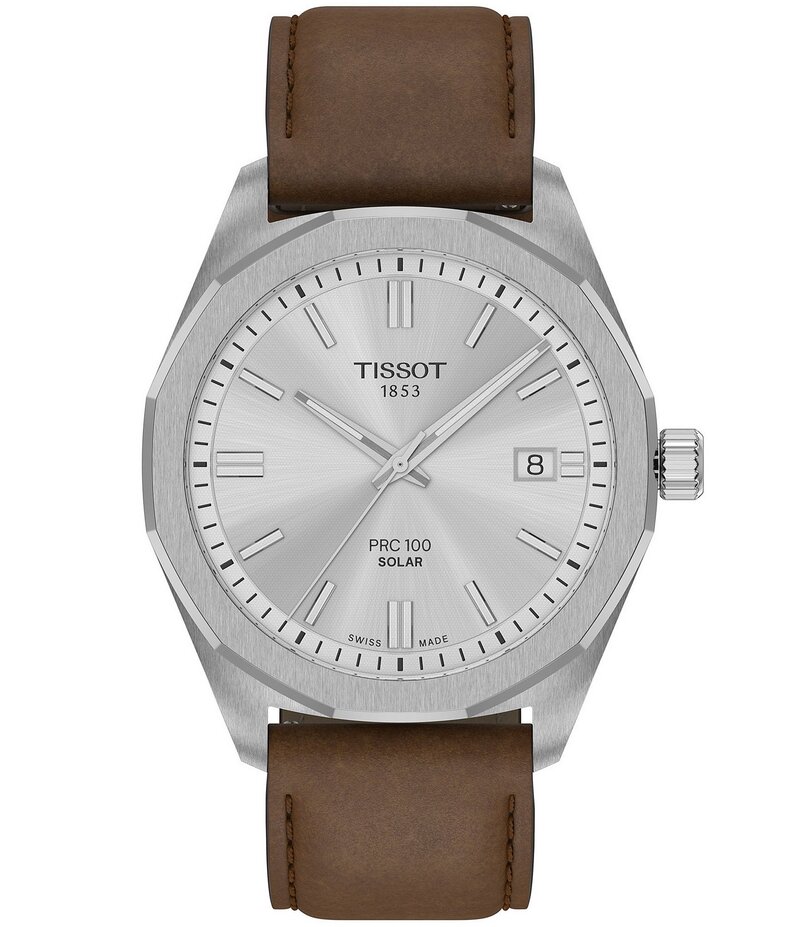 ティソット レディース 付属品 ウオッチ なめし革 Tissot Men\u0027s PRC 100 Solar Solar Quartz Automatic Brown Leather Strap Watch Brown 赤銅色