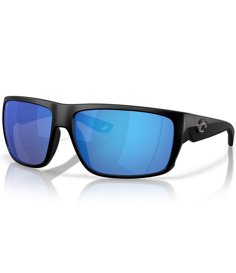 コスタ レディース アクセサリー サングラス・アイウェア Costa Men's Fly Line 64mm Rectangle Polarized Sunglasses Matte Black/Blue ブラック