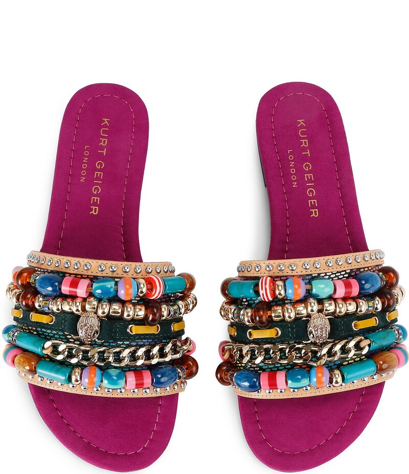 カートジェイガーロンドン レディース シューズ パンプス サンダル スエードクロス Kurt Geiger London Southbank Beaded Suede Slide Sandals Fuchsia Pink サクラ色