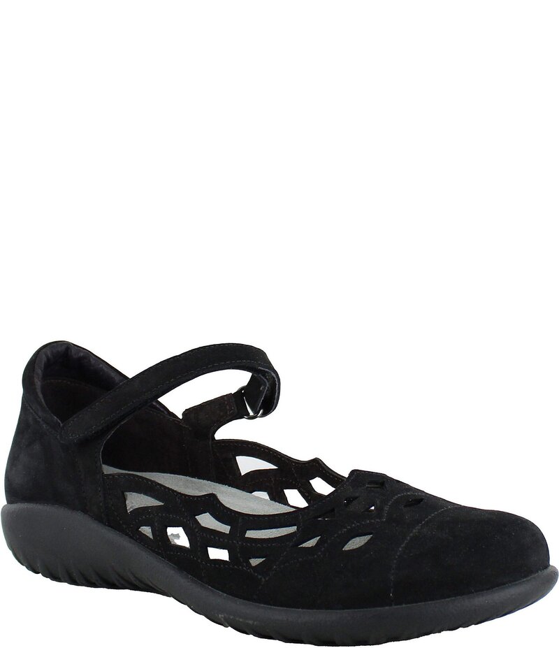 ナオト レディース シューズ パンプス スエード Naot Agathis Nubuck Suede Mary Jane Flats Black ブラック｜ReVida 店