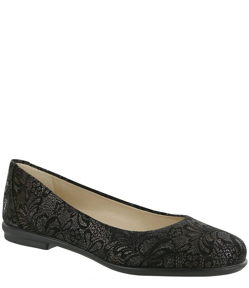 サス レディース シューズ パンプス プリント レース レザー SAS Scenic Lace Print Leather Slip-Ons Black Lace ブラック|ReVida 店