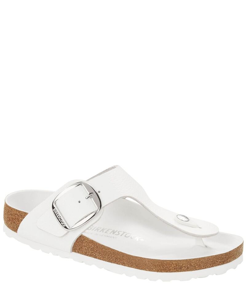 ビルケンシュトック レディース シューズ パンプス サンダル レザー Birkenstock Women's Gizeh Big Buckle Leather Thong Sandals White ホワイト