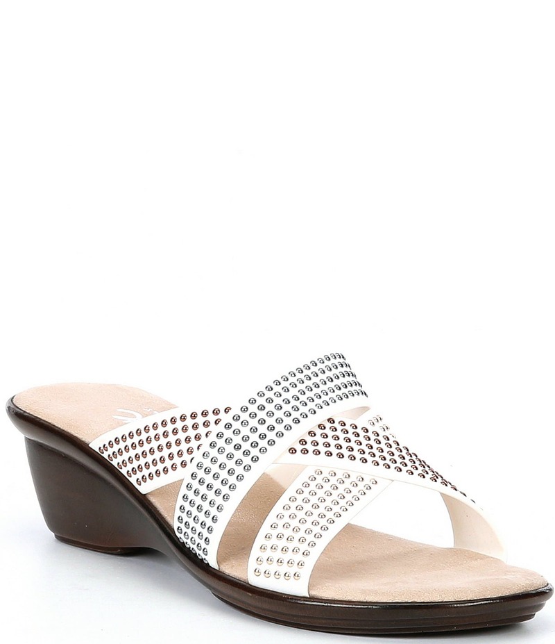 オネックス レディース シューズ サンダル Onex Prelude Rhinestone Embellished Wedge Slide Sandals White ホワイト
