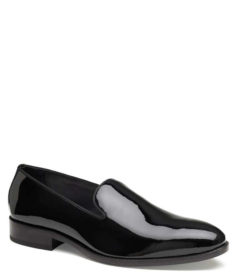 ジョンストンアンドマーフィー メンズ シューズ スリッポン・ローファー レザー ローファー Johnston & Murphy Men's Gavney Patent Leather Slip On Loafers Black ブラック