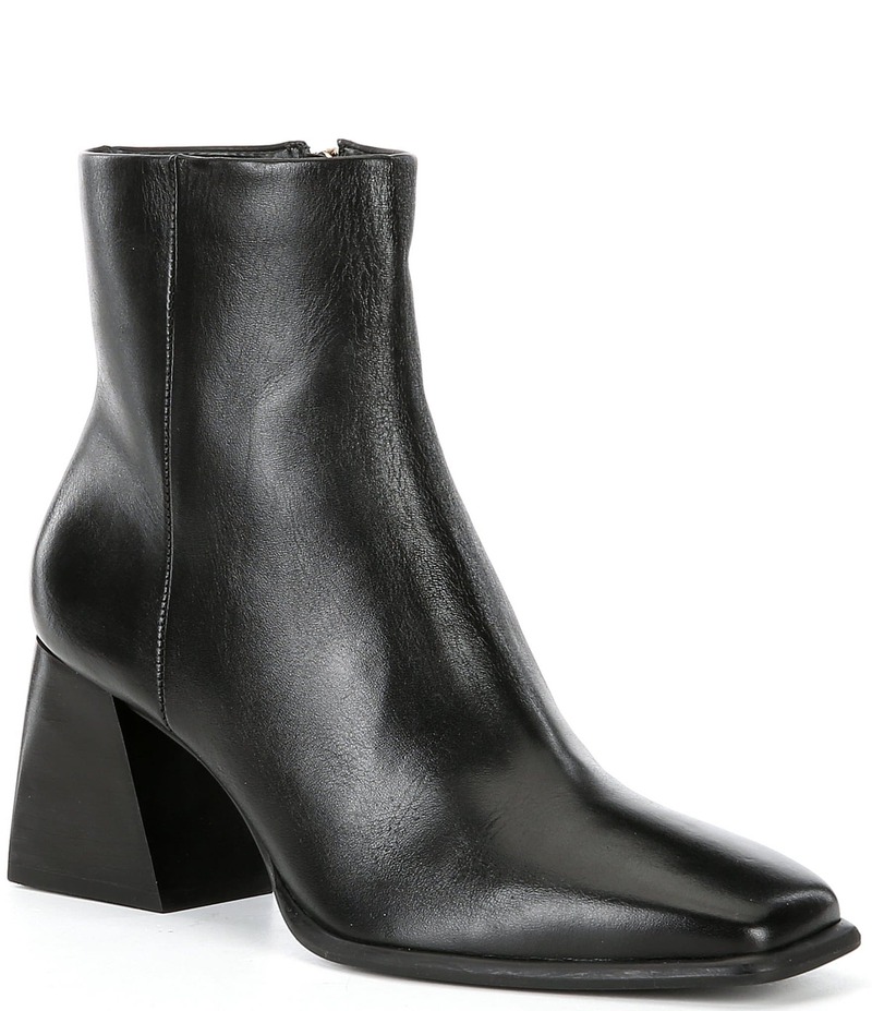 ジービー レディース シューズ ブーツ・レインブーツ レザー ヒール GB Holy-Grail Leather Block Heel Booties Black ブラック｜ReVida 店