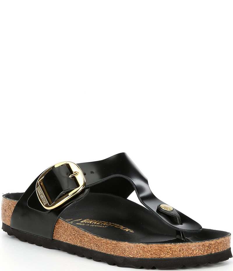 ビルケンシュトック レディース シューズ パンプス サンダル Birkenstock Women's Gizeh Big Buckle High Shine Thong Sandals Black ブラック