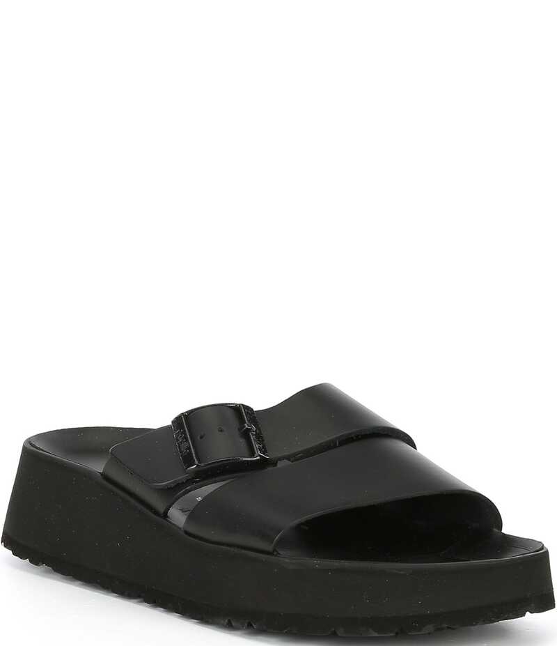 ビルケンシュトック レディース シューズ パンプス プラットホーム サンダル なめし革 Papillio by Birkenstock Almina Leather Platform Slide Sandals Black 黒いこと