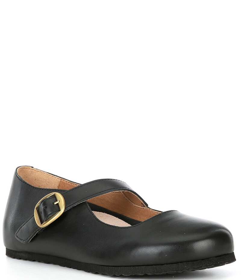 ビルケンシュトック レディース シューズ パンプス レザー Birkenstock Women's Tracy Natural Leather Mary Jane Flats Black ブラック｜ReVida 店