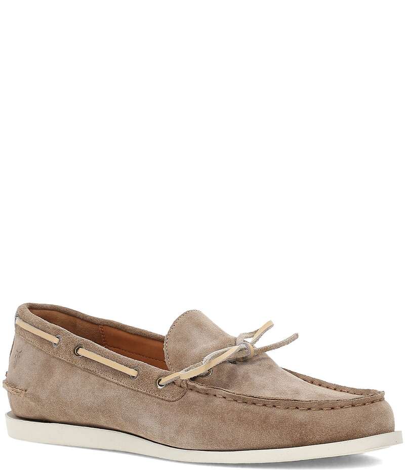 【送料無料】 フライ メンズ スリッポン・ローファー シューズ Men's Mason Suede One Eye Tie Boat Shoes Mushroom画像