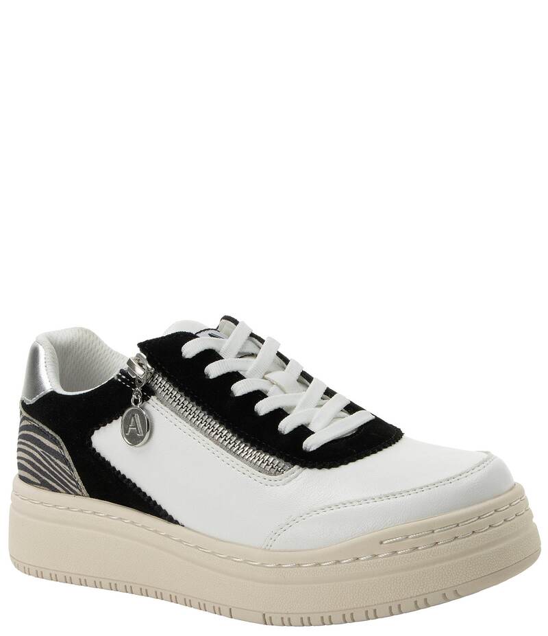 アレグリア レディース ボトムス カジュアルパンツ プラットフォーム プリント スニーカー Alegria Averie Zip Zebra Print Accent Platform Sneakers White ホワイト